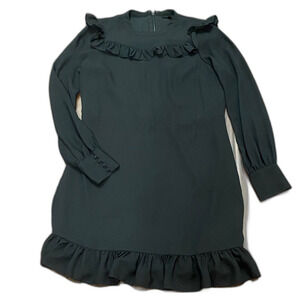 Who What Wear Black Ruffle Long Sleeve Dress